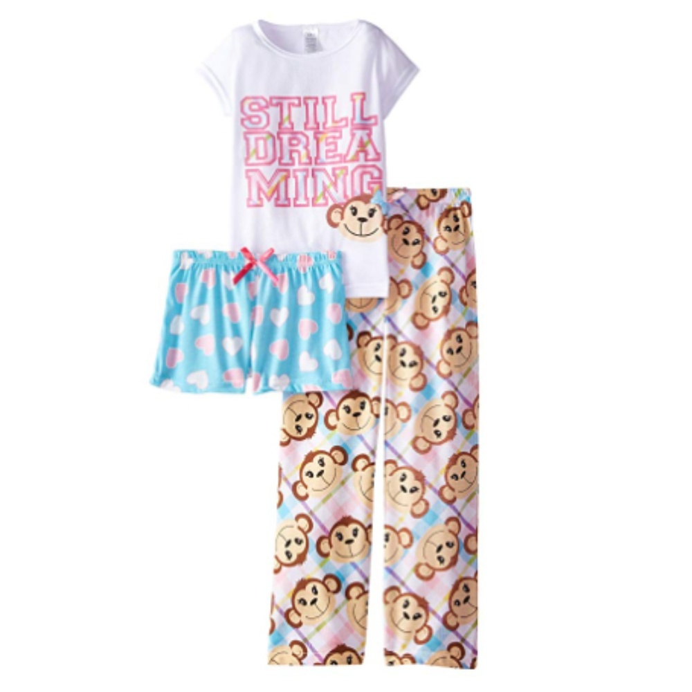 *Sleep & Co Girls' Monkey 3 Piece Pajama Set
